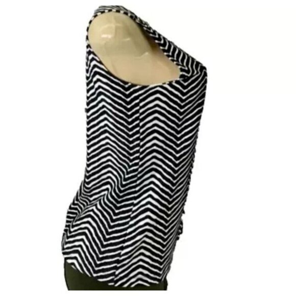 Chico's 1-M Black-White Animal Zebra Striped Print Scoop Neck Stretch Tank Top - Picture 3 of 5